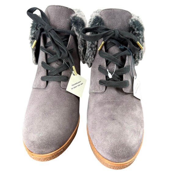 Cole Haan Wedge Bootie Women’s 8.5 Coralie Gray Waterproof Faux Fur Grand OS NEW - Picture 4 of 11